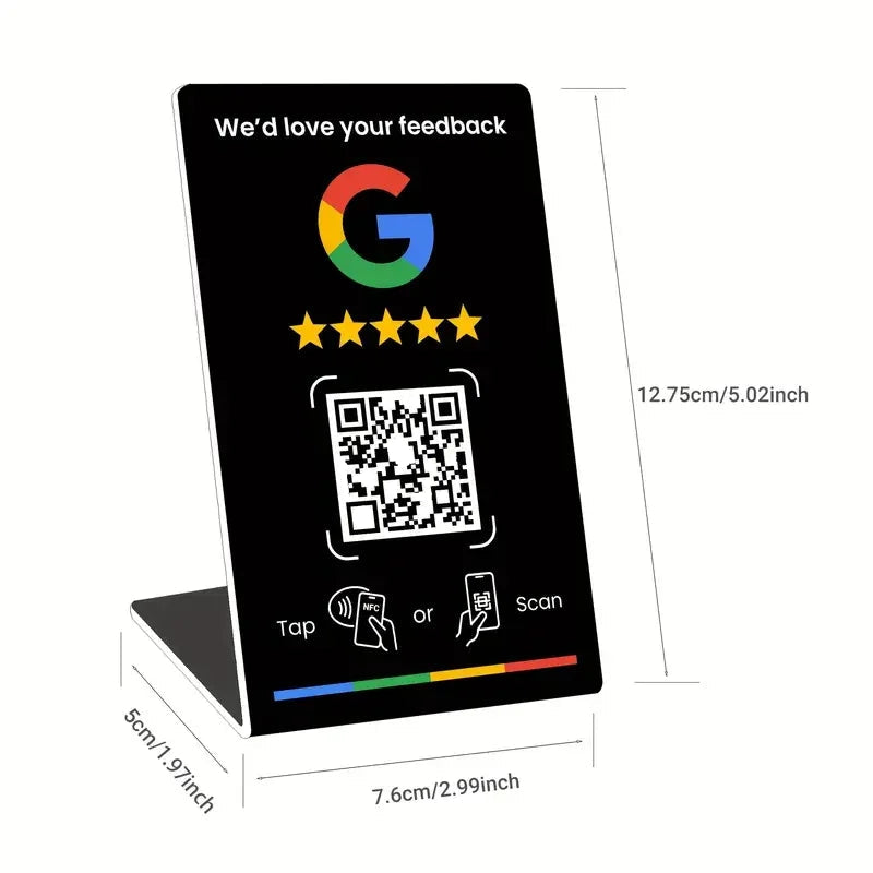 Tarjeta Google de reseñas NFC+QR.